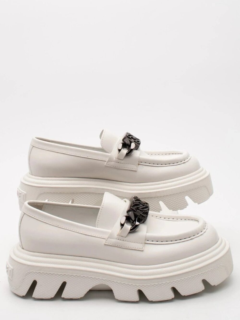 NEW CASADEI White Leather Platform Loafers US7 EU37 €695